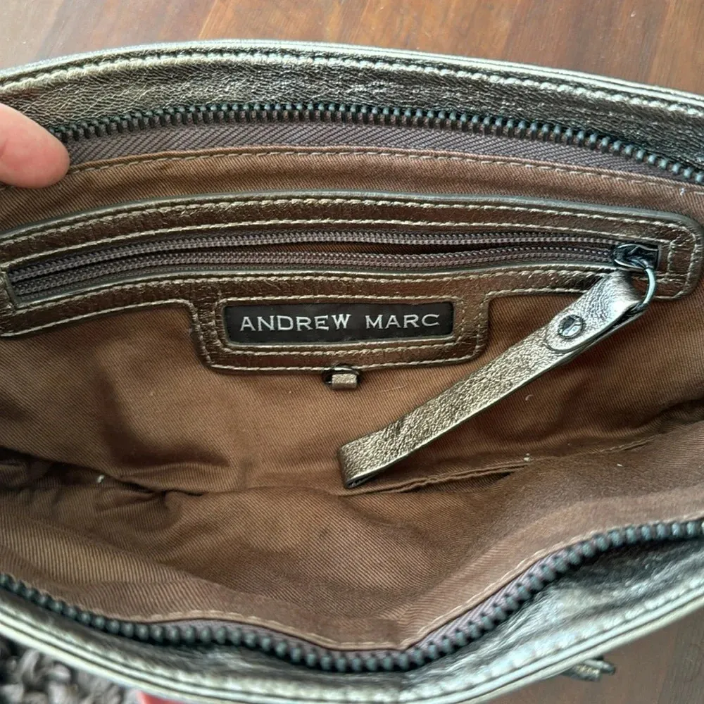 Andrew Marc metallic gunmetal clutch - Image 8