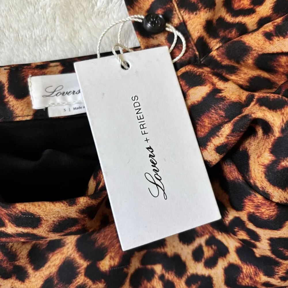 Lovers And Friends Crop Top Womens Size Small Square Neck Cheetah Puff NEW W TAG - Image 3