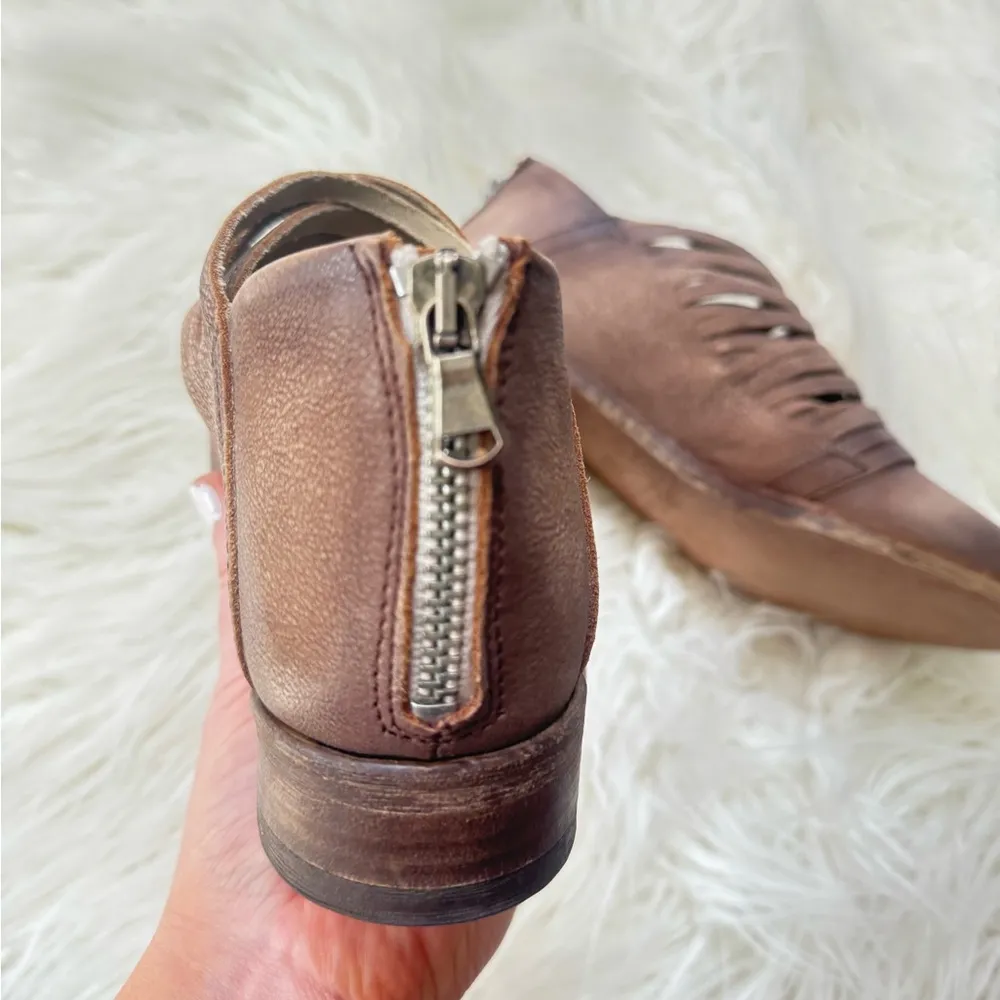 Free People “Lost Valley” Leather Ankle Boot Distressed Straps in Grayish Tan 38 - Image 9