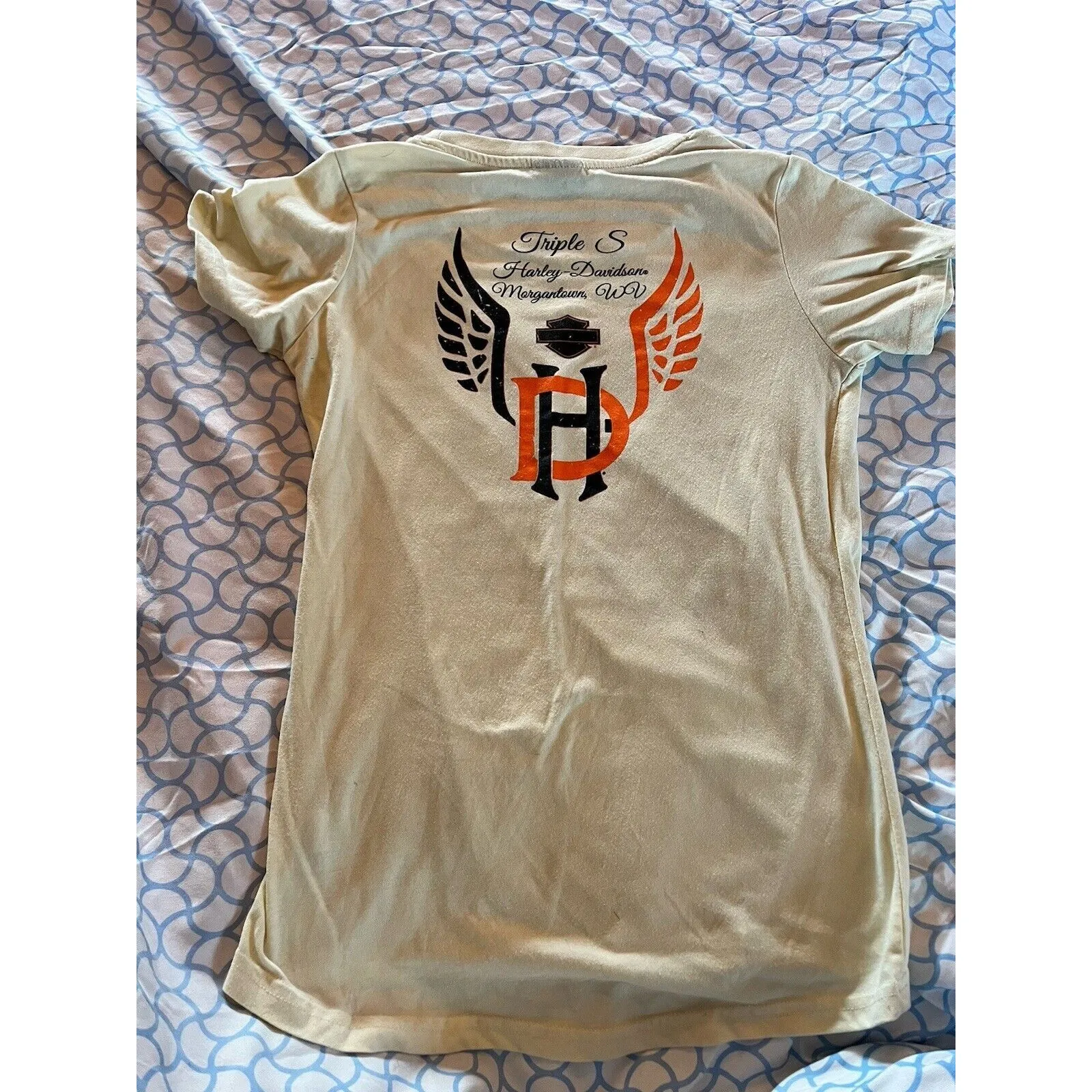 Harley Davidson Yellow Women’s Morgantown WV Short Sleeve Shirt Size Small - Image 7