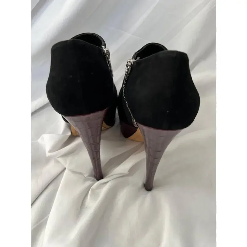 Alejandro ingelmo Black Suede Purple Platform‎ Bootie heels Size 39 - Image 4