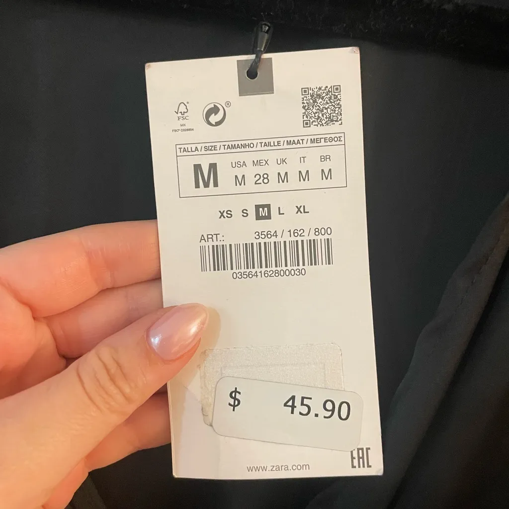 NEW NWT Zara Black Satin Silk Wrap Blouse Top Medium - Image 4