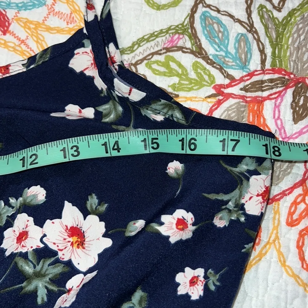 SHEIN large womens sundress dark blue floral print spaghetti strap elastic waist - Image 3