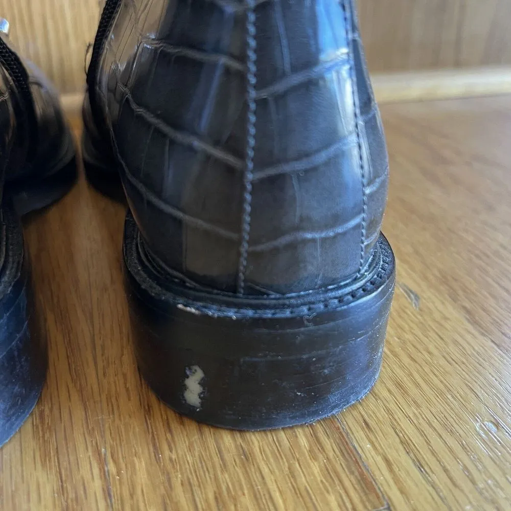 Jeffrey Campbell Tonette‎ Combat Croc Embossed Boot Grey Women's Size 10 - Image 7