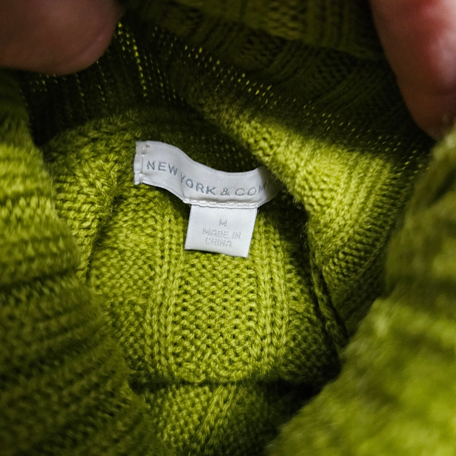 Talbots Lime Green Cable Knit Turtleneck Sweater Medium Preppy Wardrobe Staple - Image 6