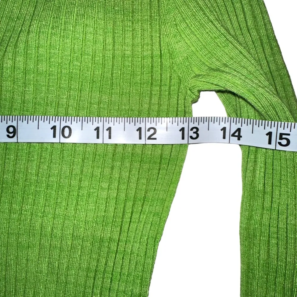 NWT Helmut Lang Marl Long Sleeve Ribbed Green Mini Dress in Lawn SMALL - Image 7