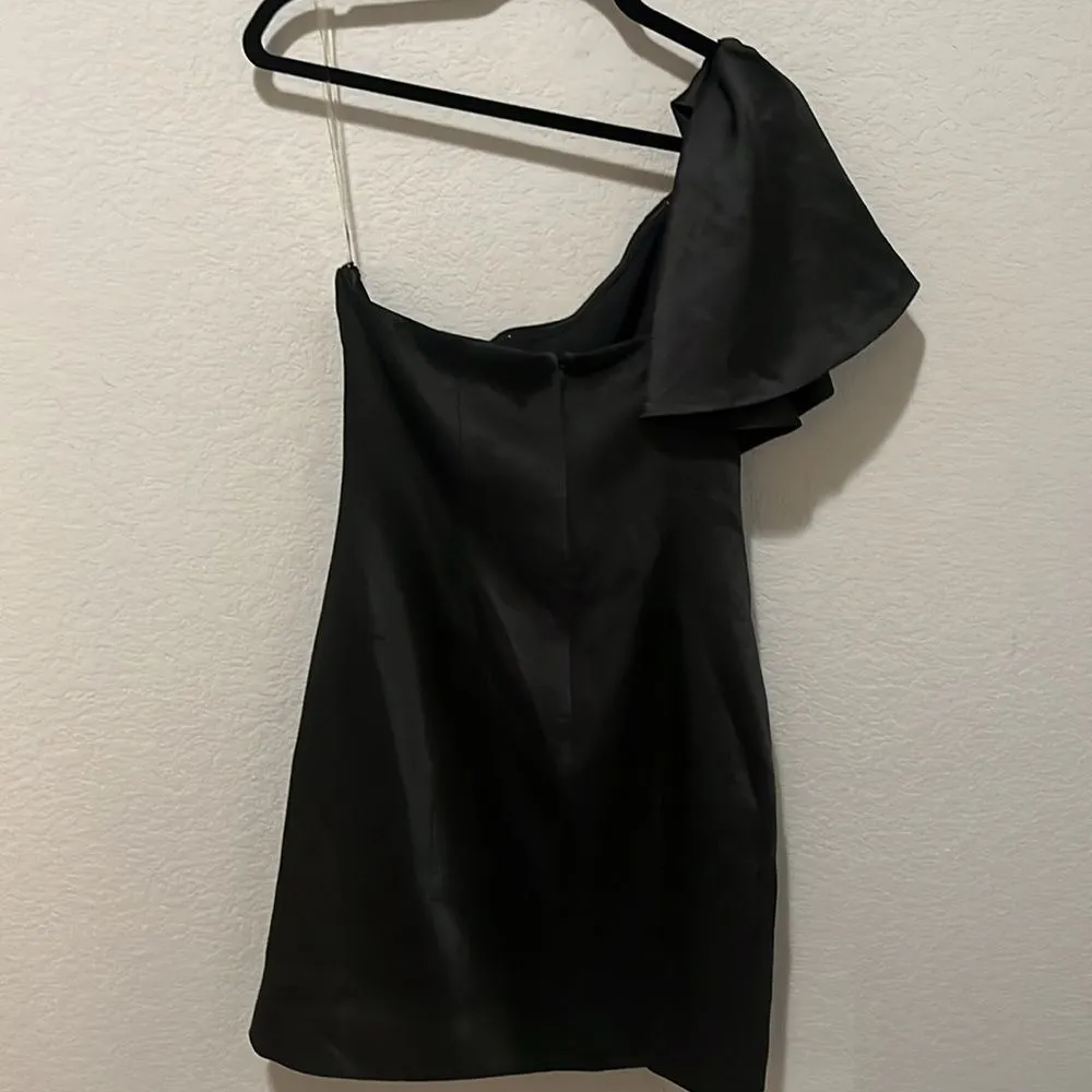 Free People x Fame and Partners Cara One-Shoulder Dress Black Ruffle, Size 6 - Image 10