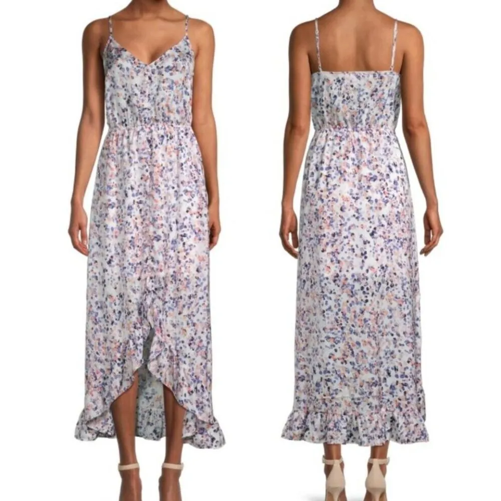 JACK BY BB DAKOTA Printed High Low Midi Dress White Purple Pink Abstract Geo S - Image 4