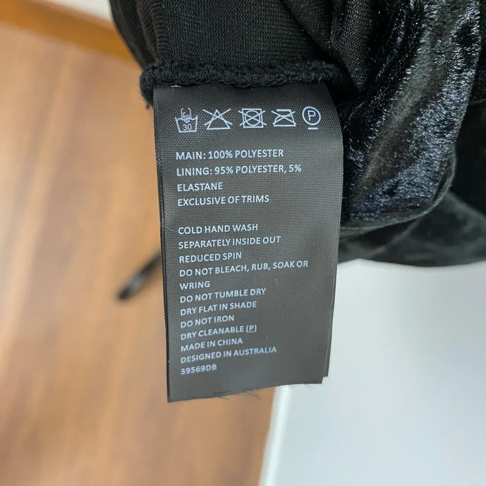 Bardot Black Velvet Kira Long Sleeve Choker Mini Dress Size 8 NEW - Image 9