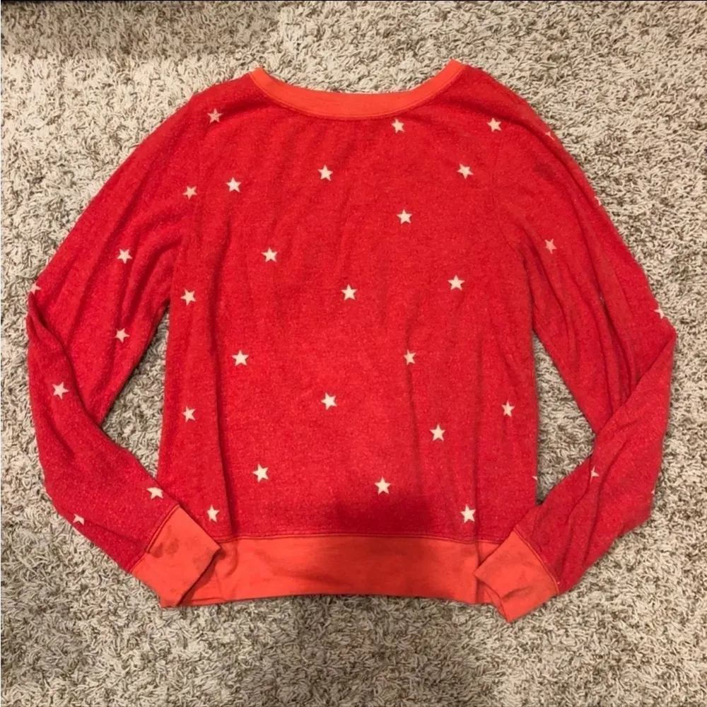 Wildfox Red Starry Stars Jumper Pullover Sweatshirt Top XS - Image 3