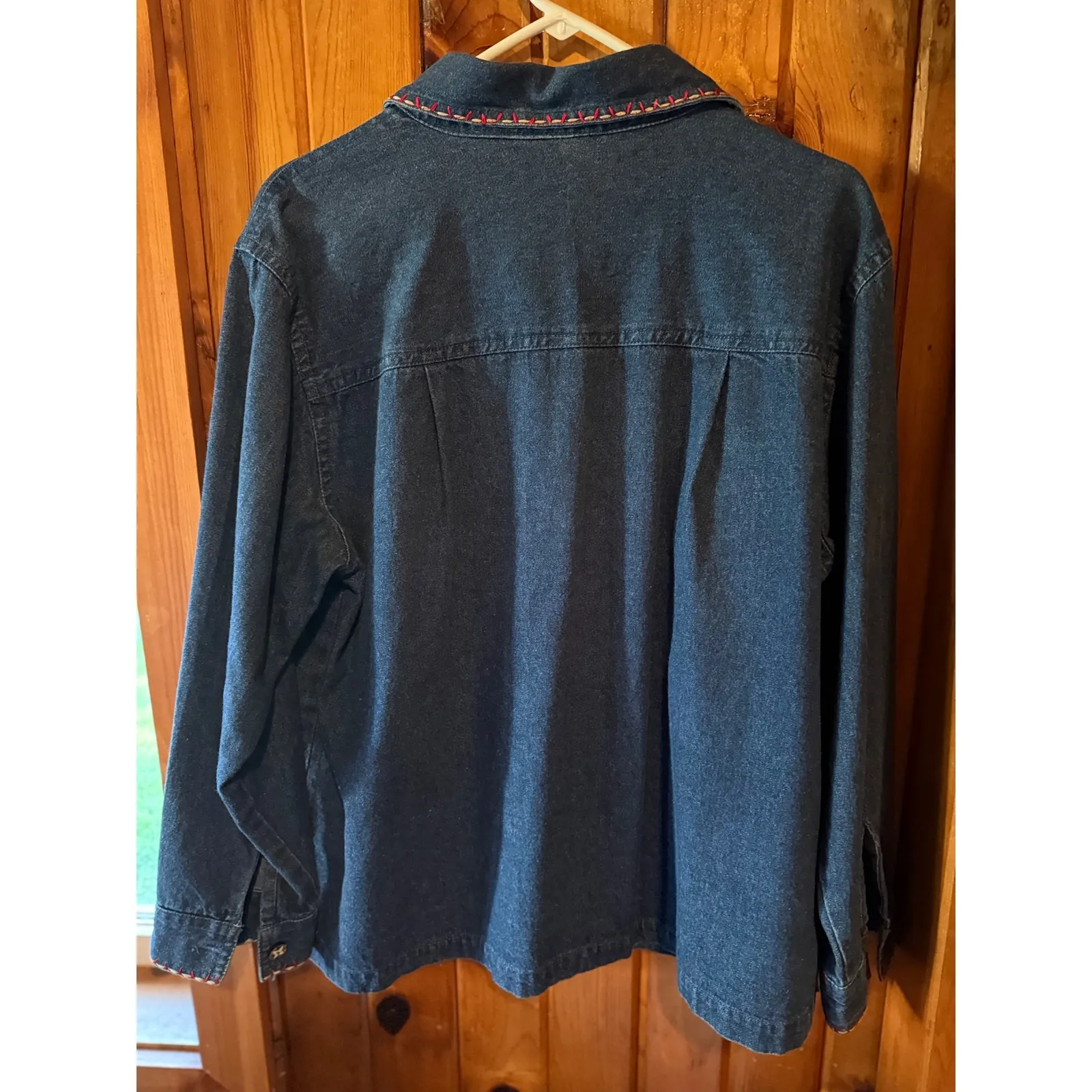 Halloween Denim Jacket Pumpkins Scarecrow Ghosts Bats Button Up New Direction 1x Blue - Image 2