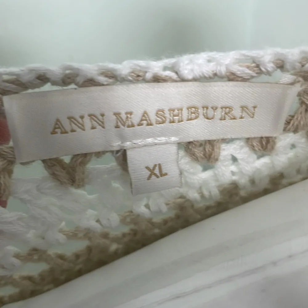 Ann Mashburn Fleur Cotton Sweater Tan & White Stripes size XL - Image 6