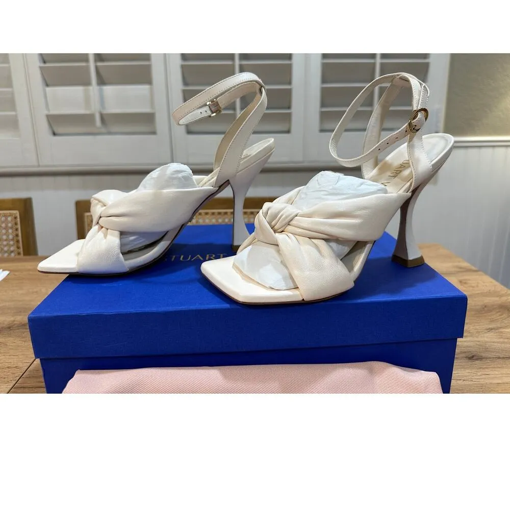 Stuart Weitzman Playa Ankle-Strap 100 Knot Sandal Seashell Size 8 NIB Leather - Image 6