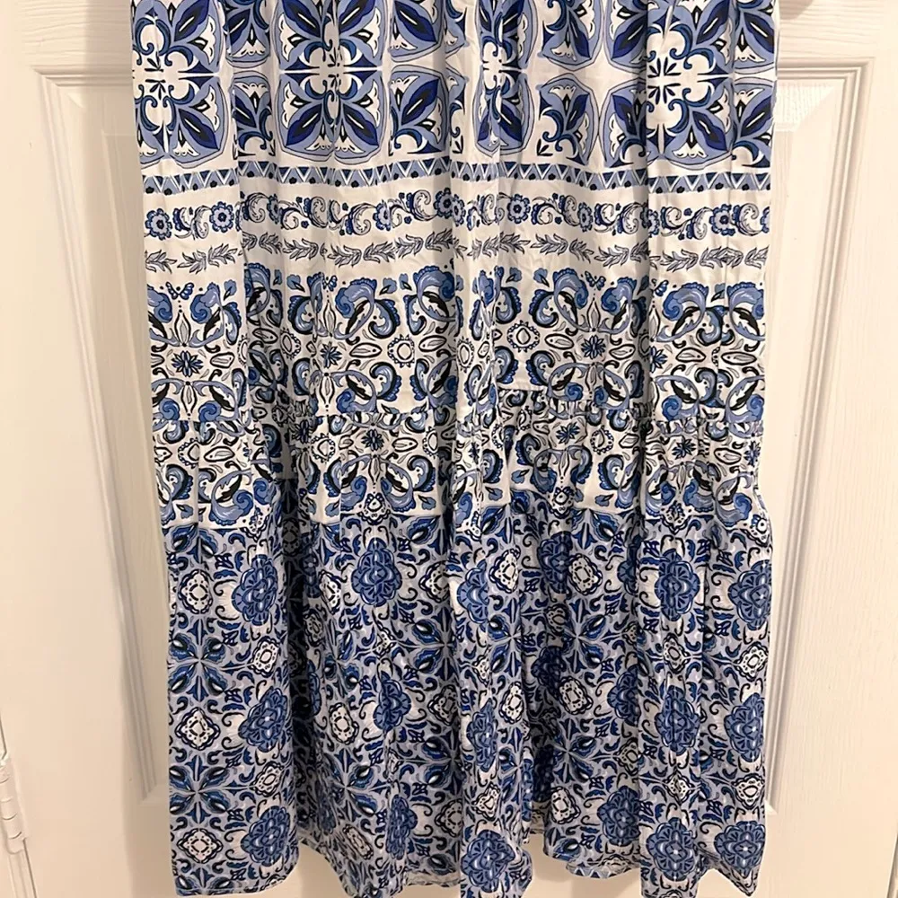 Tuckernuck Majolica Tile Blue White Print Ginger Maxi Cotton Dress NWT Size XS - Image 10