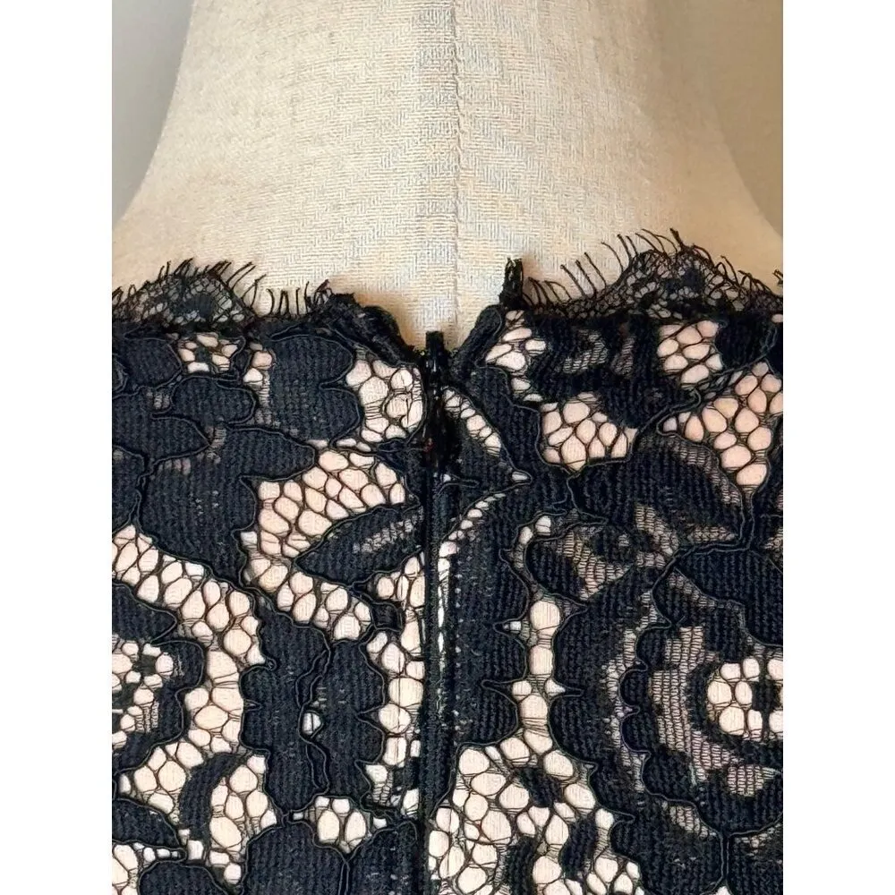 Aidan Mattox Dress Women 2 Black‎ Lace Up V Neck Lace Sheath Mini Cocktail LBD - Image 10