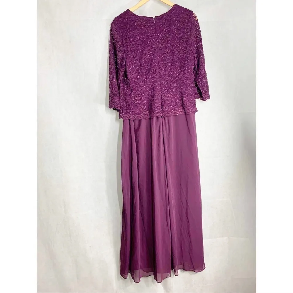 Alex Evenings Burgundy Jewel Neck Formal Special Occasion Party Dress Size 14W - Image 3