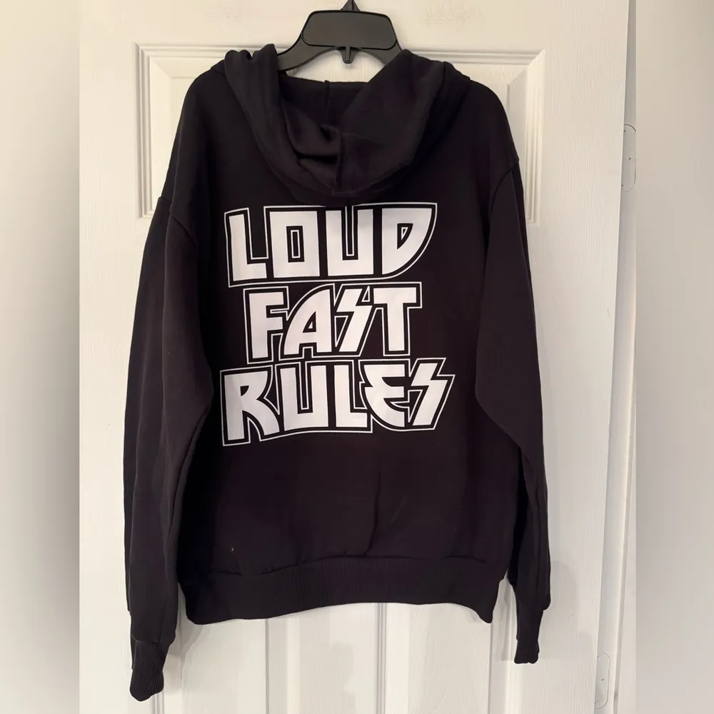 XCVI Loud Fast Rules Women’s Black Hoodie Size XS - Image 2