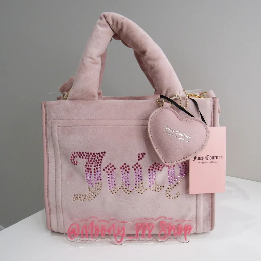 Juicy Couture Pink Rhinestone Velour Handbag and Wallet Set - Image 2