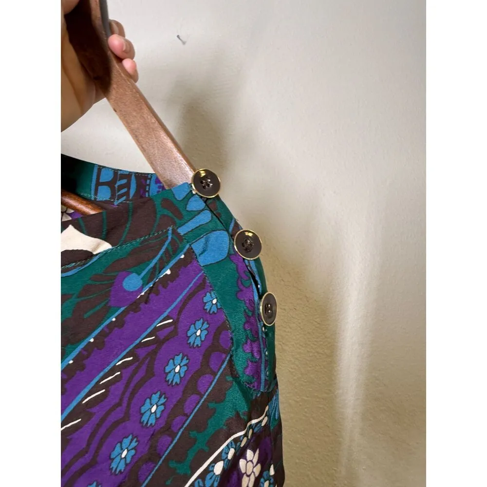 Banana Republic Floral Pattern 100% Silk Dress Womens Sz L Quiet Luxury Career - Image 4