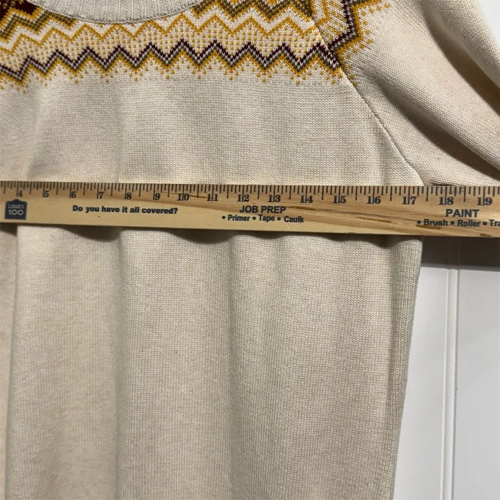 Old Ranch Fair Isle Yoke Sweater L Organic Cotton Cabincore AprèsSki Nordic Knit Red Size L - Image 4