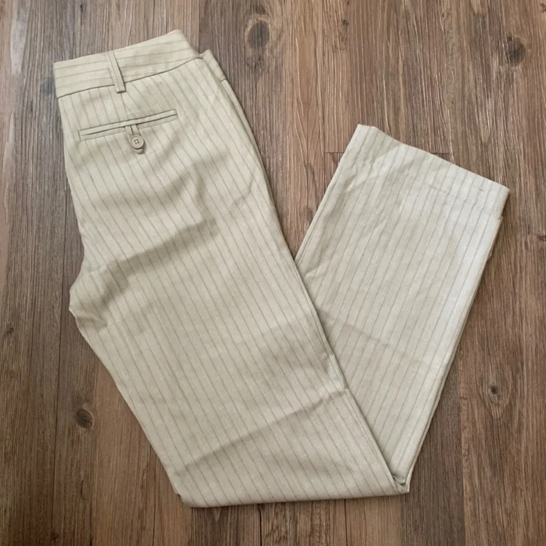 Body By Victoria The Kate Fit Beige Stripe Pants - Image 6