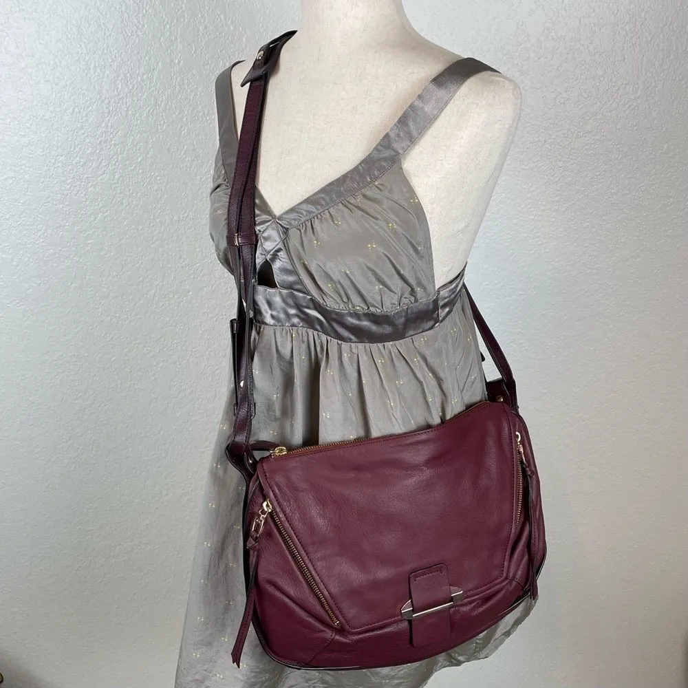 Kooba Leroy hobo crossbody handbag wildberry burgundy red NEW - Image 2