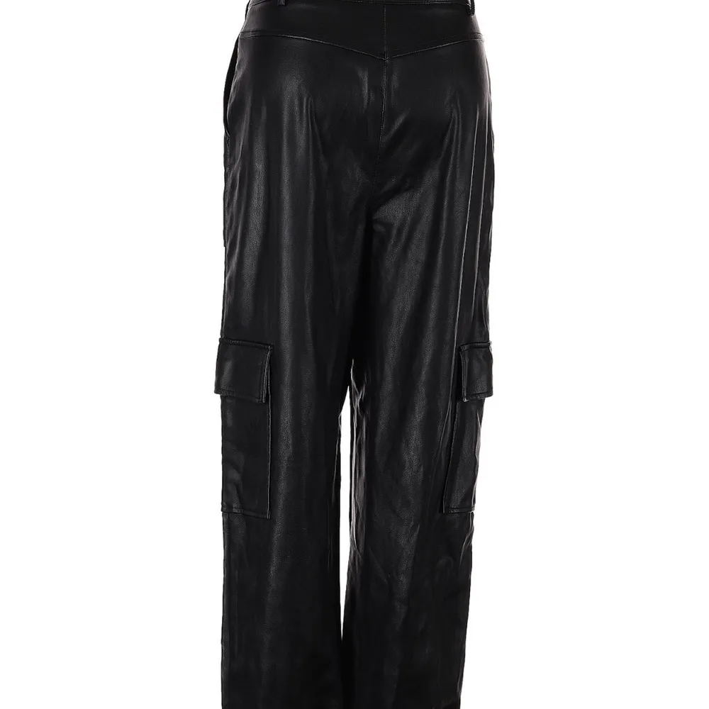 Topshop faux leather cargo trouser black high rise pants size 6 - Image 5
