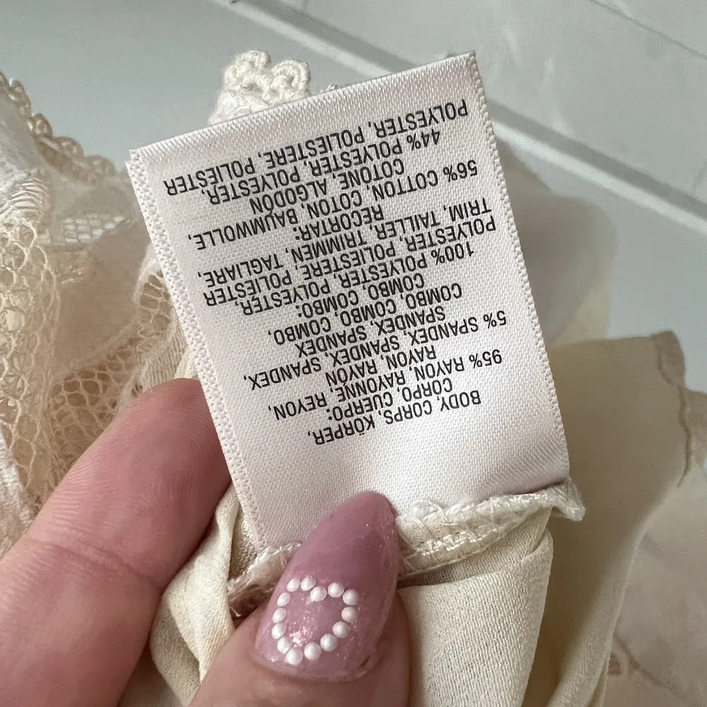 NEW Anthropologie Lace blouse top Cream Meadow Rue capriccio 3/4 Sleeve SMALL - Image 7