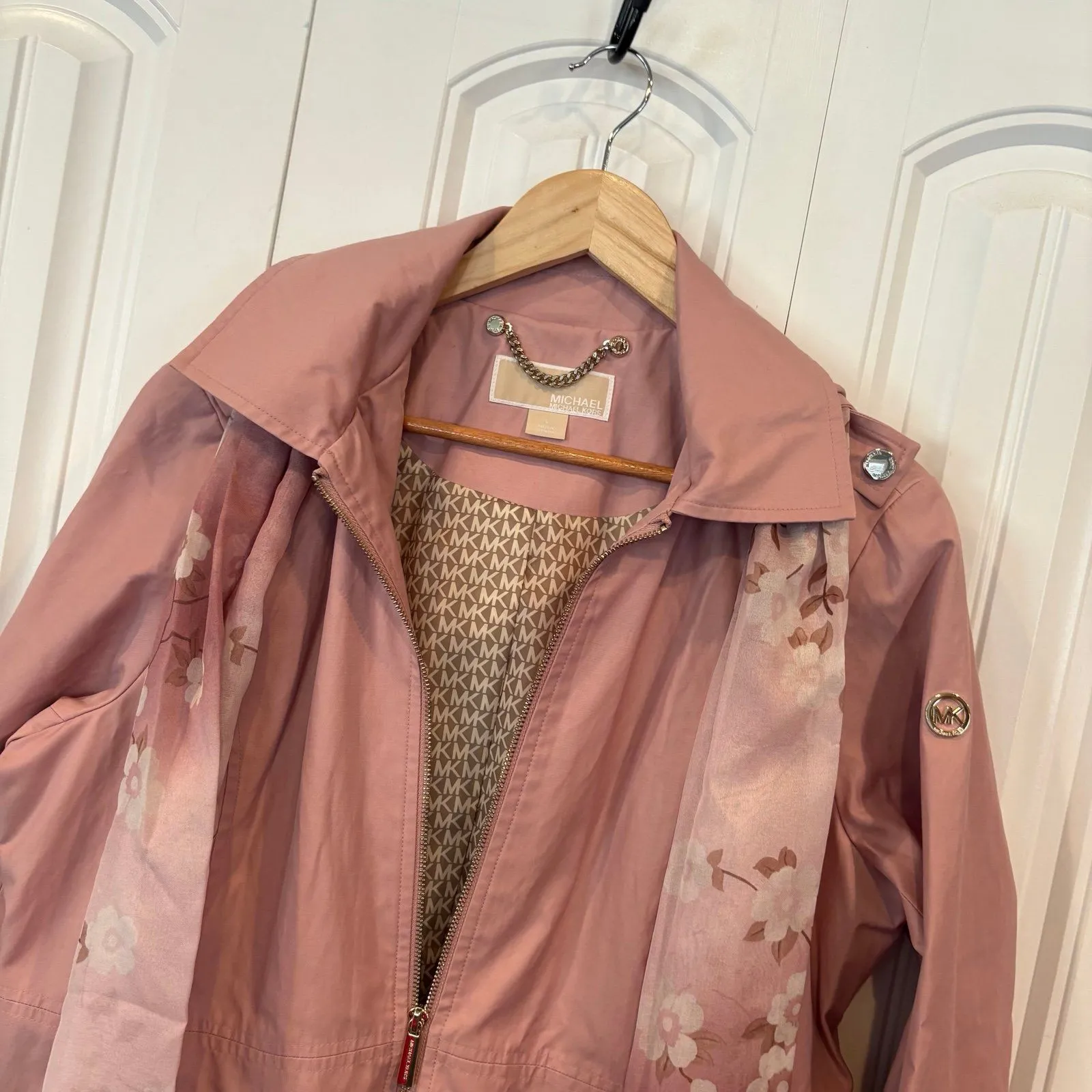 MICHAEL Michael Kors Pink Hooded Jacket With Scarf Size Large‎ - Image 3