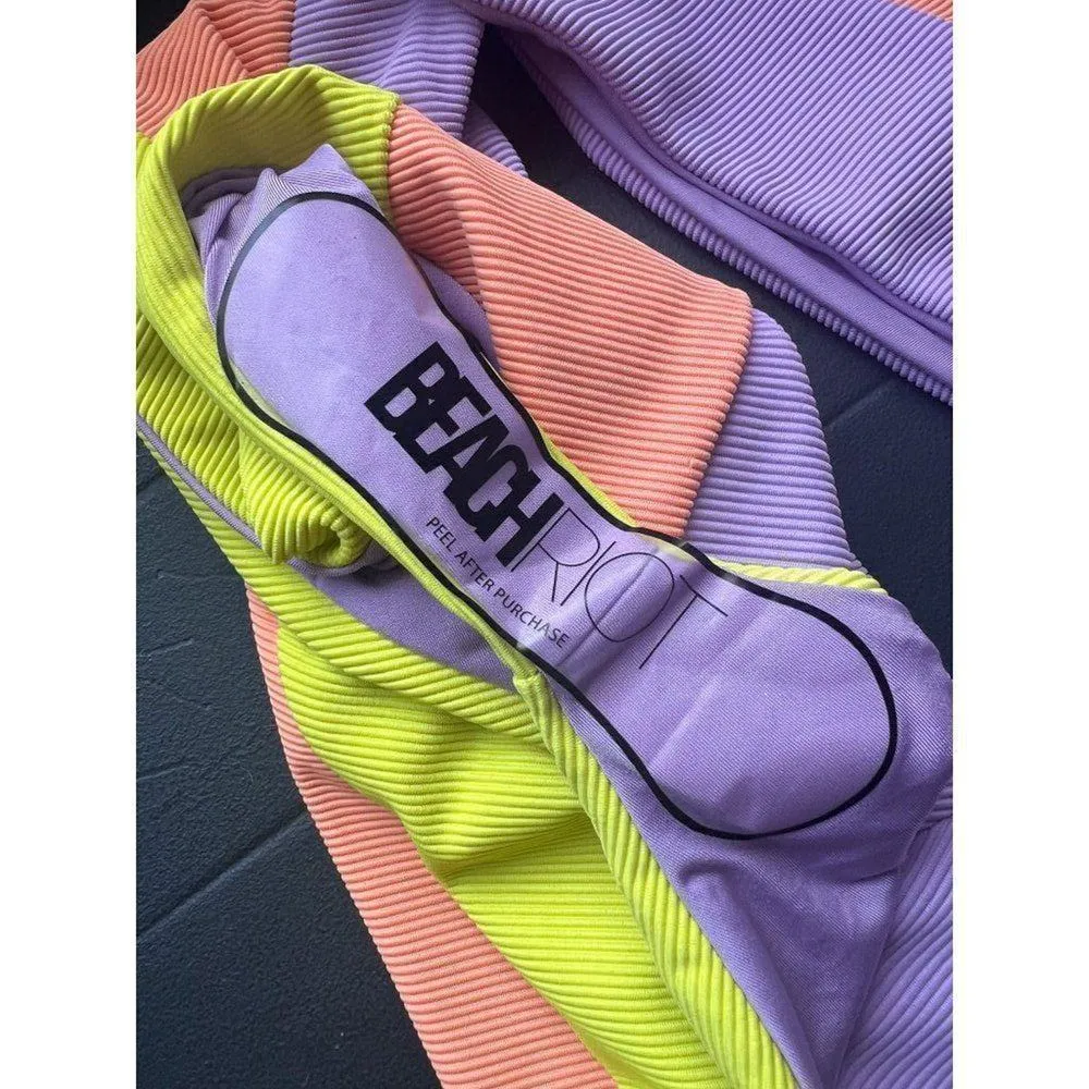 NEW Beach Riot Joyce One Piece Ribbed Cutout Swimsuit One Shoulder Ribbed Large - Image 6