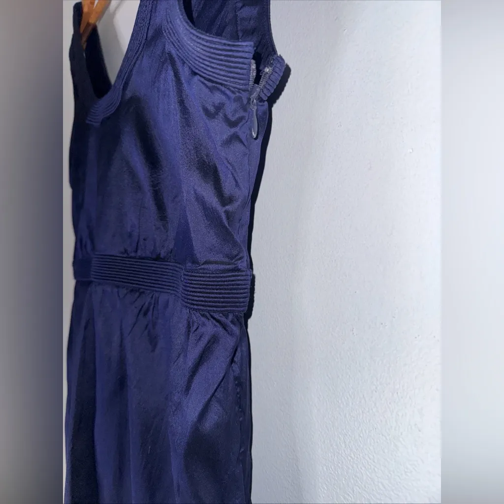 calypso st barth Medium Navy Blue Silk Sheath Dress Empire Waist‎ - Image 4