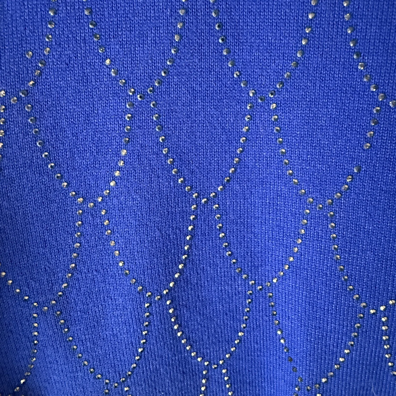 Nanette Lepore Sweater Womens Medium Blue Rhinestone Pullover Crewneck Knit‎ Top - Image 8