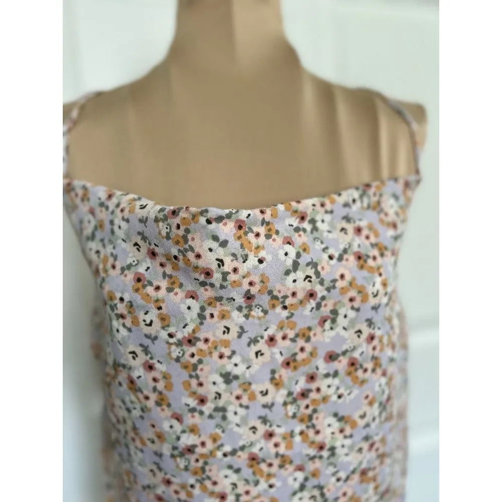 Le Lis Collection Women's Drape Front Halter Top Lilac OrangeFloral Print Size L - Image 2
