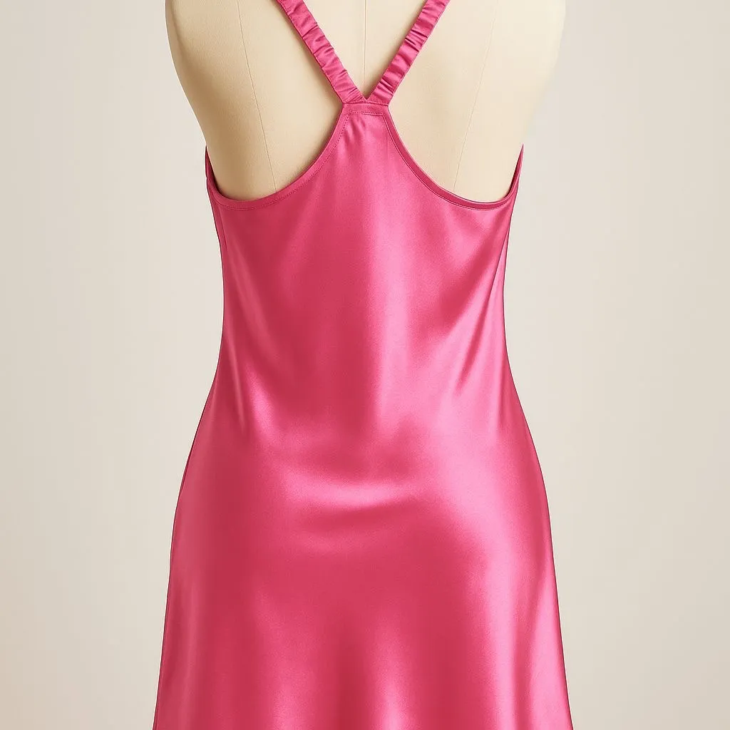 Lola & Coco by La Senza PinkSatin Slip Dress Women’s M–Cross Back, Ruched Straps Pink Size M - Image 4
