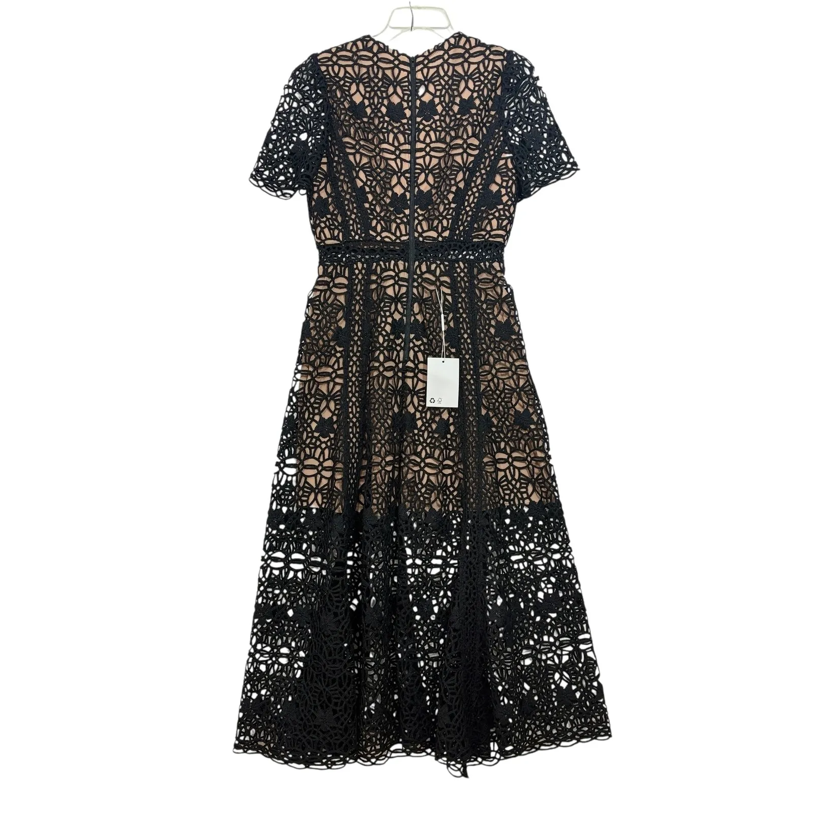 Self Portrait Black Giupure Lace Midi Dress US 6 AW22905 - Image 5