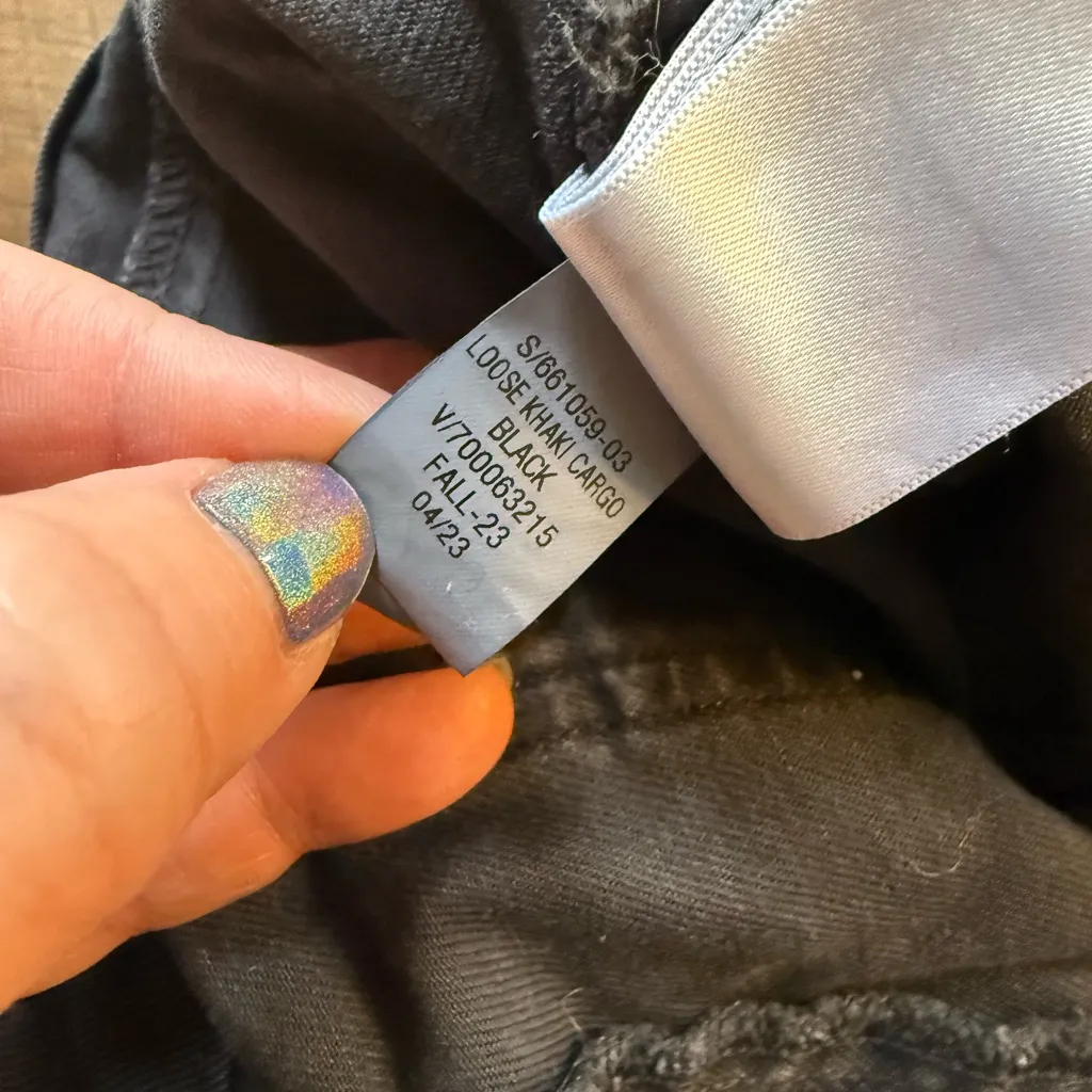 GAP Black Baggy Loose Khaki BOHO Wide Leg Cargo Pants 4 Minimal Grunge Y2k - Image 7