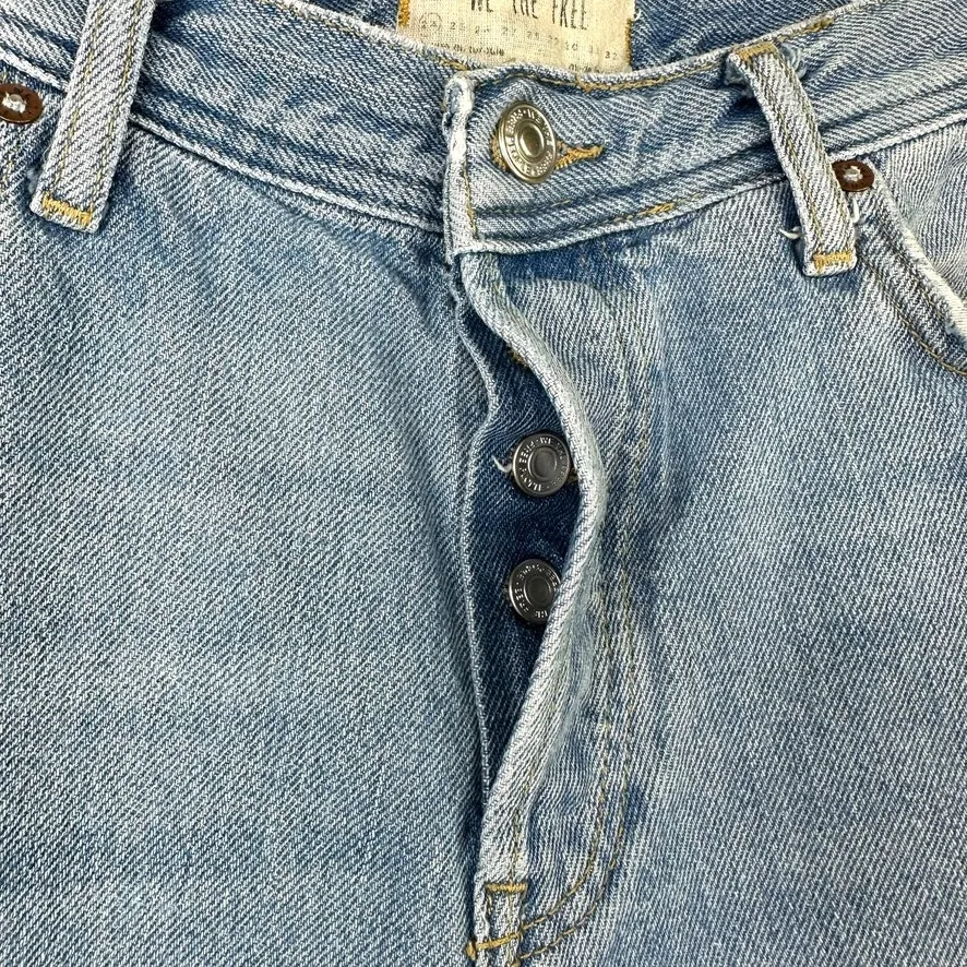 Free People We The Free Maggie Light Stone Straight Distressed Frayed Jeans - Image 4