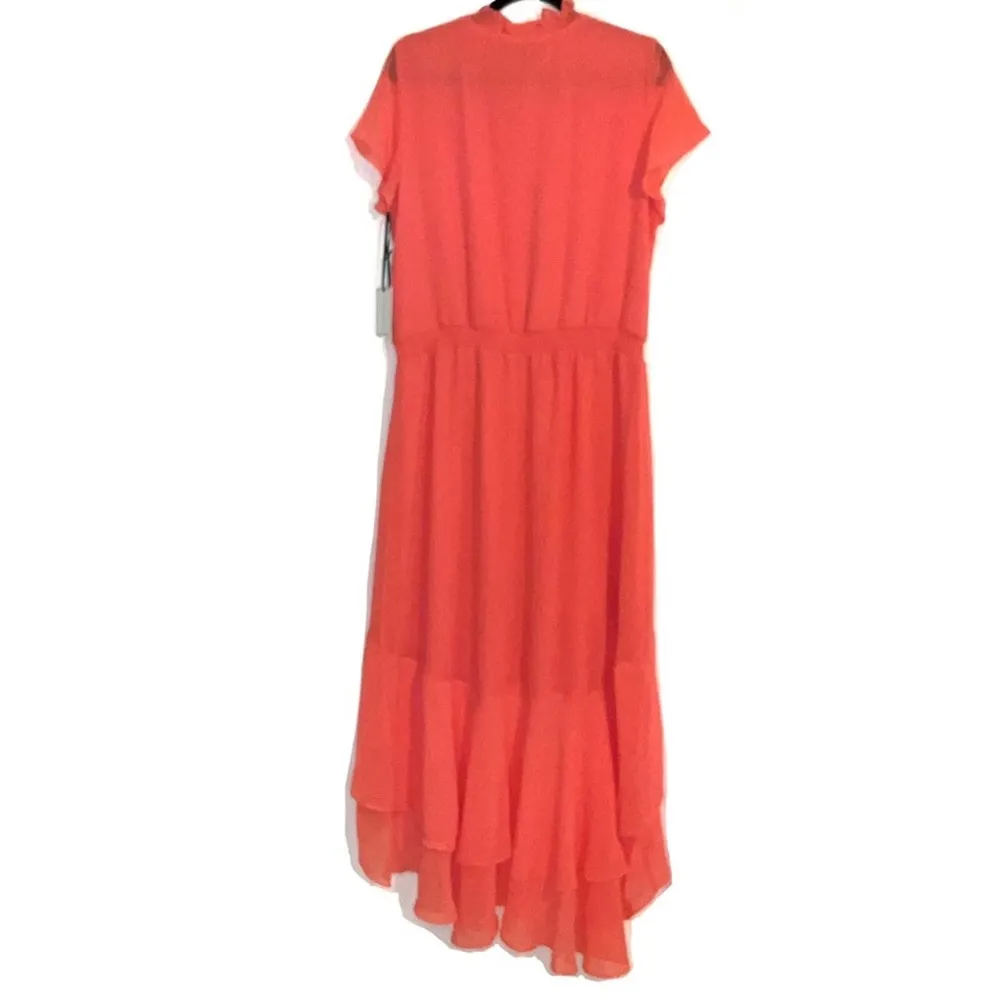 NWT 1 State WildFlower Bouquet High Low Short Sleeve Midi Dress in Cameo Coral L - Image 3