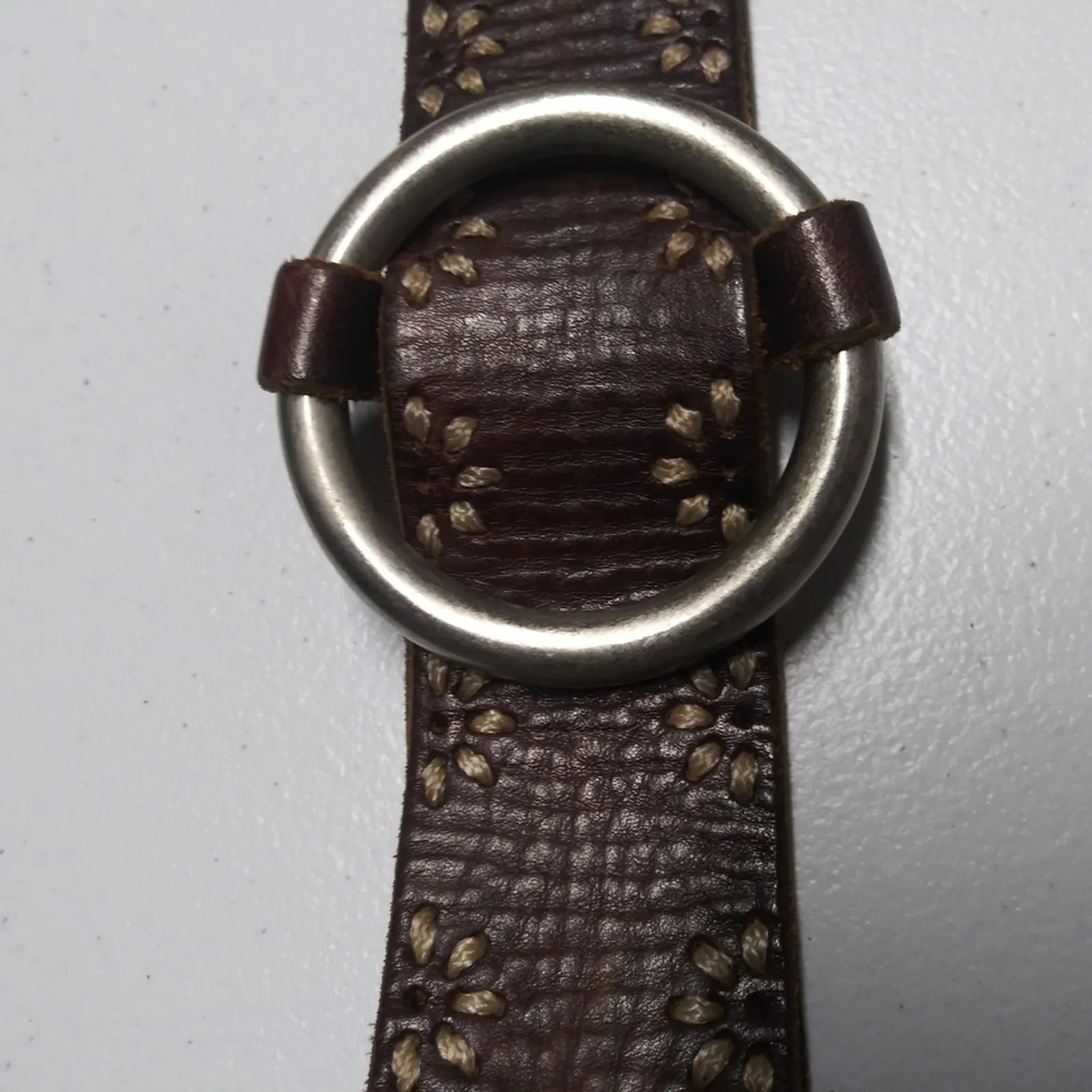 Aeropostale Vntg Leather Brown Embroidered Boho Women's Belt Size L - Image 8