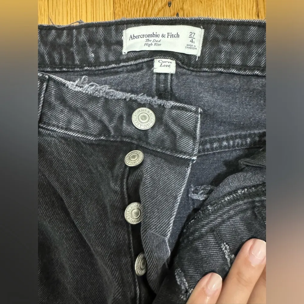 Size 27/4R Curve Love High Rise Dad Jeans Black Distressed - Image 4