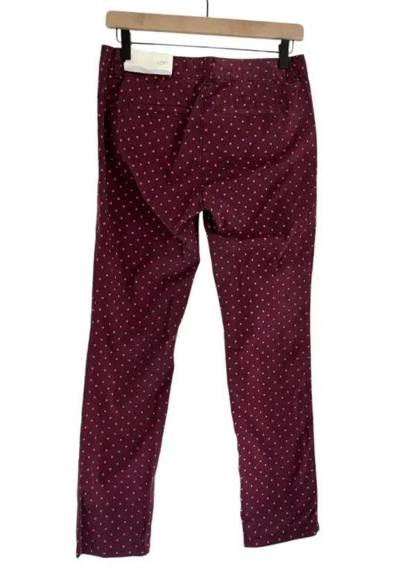 NWT Ann Taylor  Marisa Straight Leg Polka Dot Pants Pink Burgundy 2 Petite - Image 2