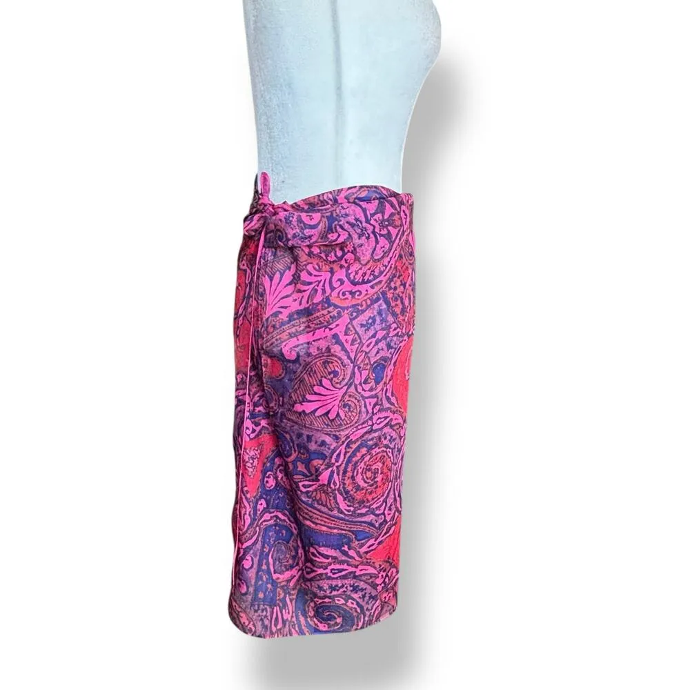 Pink Purple Paisley Semi-Sheer Oversized Scarf Wrap Shawl Summer Swim Coverup - Image 2