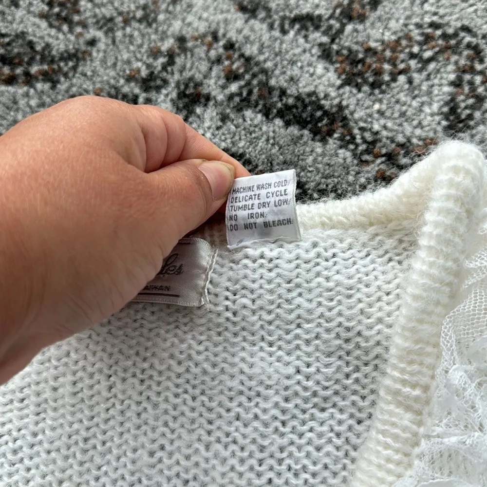 Vintage Margules Knit Button Down Sweater White Large - Image 6