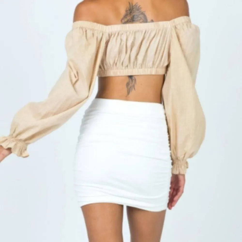 Benji White Ruched Mini Skirt 4 - Image 4