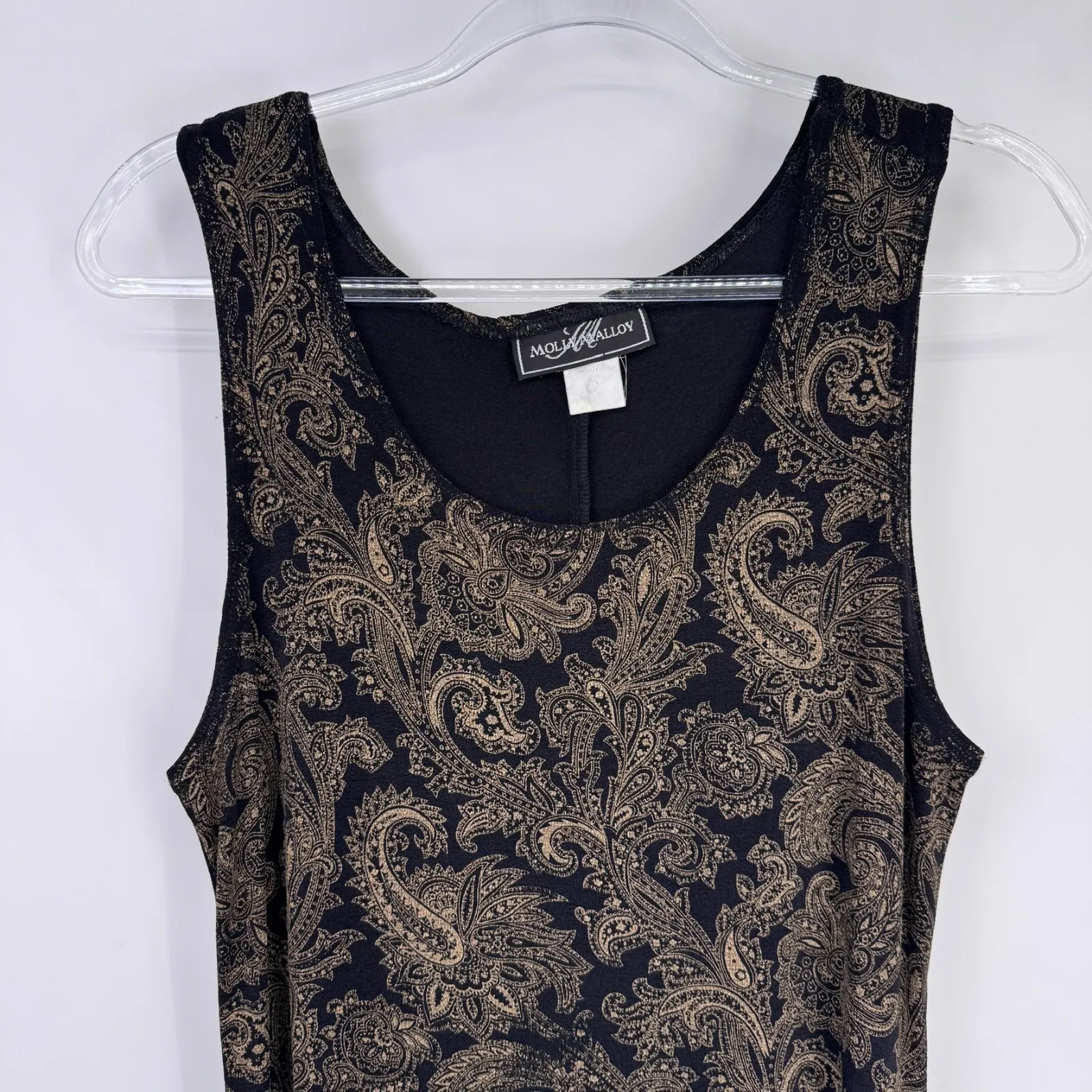 Vintage Y2K Molly Malloy Maxi Dress Womens 10 Black Brown Paisley Whimsigoth - Image 3