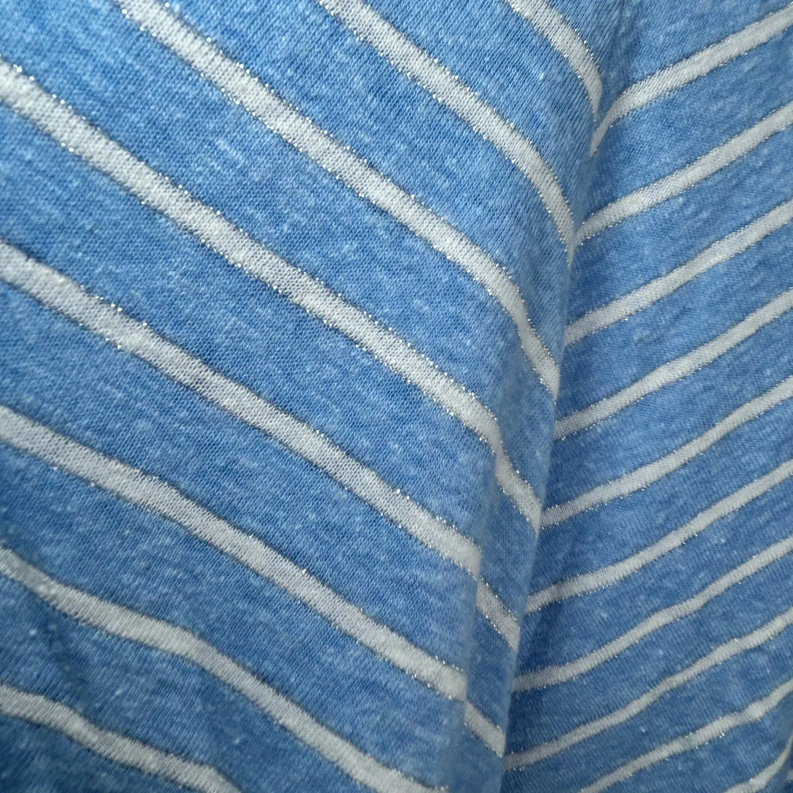 LOFT Women's XS Tank Top Blue White Striped Sleeveless Linen Blend Casual V Neck - Image 2