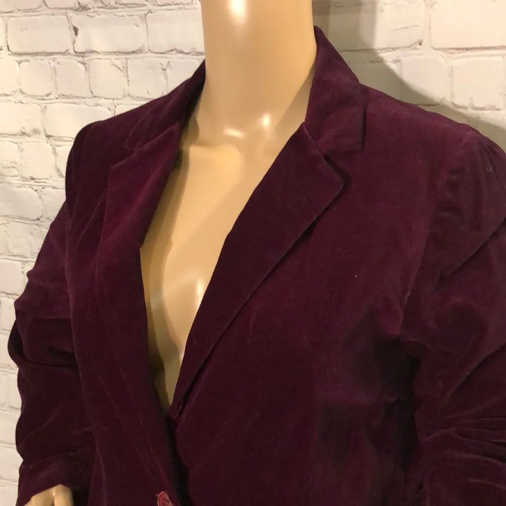 Private Line Vintage Burgundy Red Velvet Blazer 10 Small 70s or 80s Size undefined - Image 2