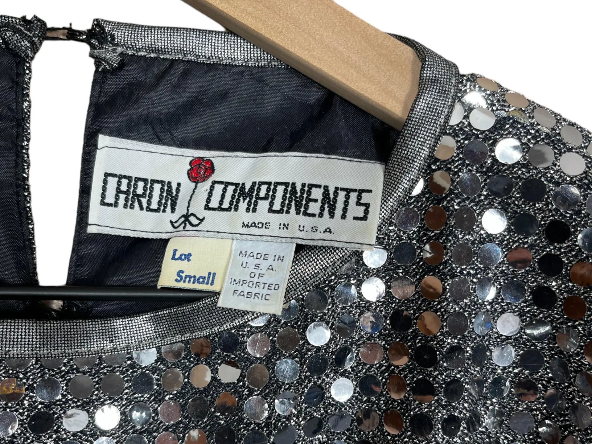 Caron Components | Women’s Vintage 80’s Silver Metallic Sequin Long Sleeve Mini Shift Dress Size Small - Image 8