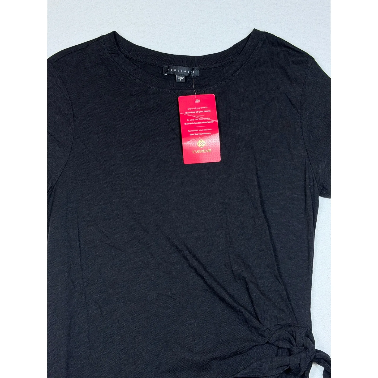 Sanctuary Wrapsody Black Tie Waist Short Sleeve T shirt Dress Womens SM NEW TAG - Image 3