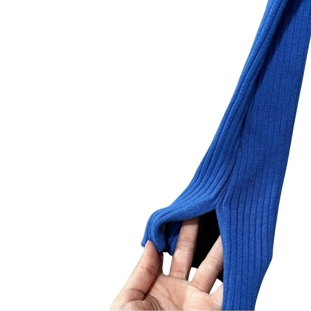 FUTURE COLLECTIVE Ribbed Sweater Long Sleeve Dress Cobalt Blue Black Sz XS - Image 7